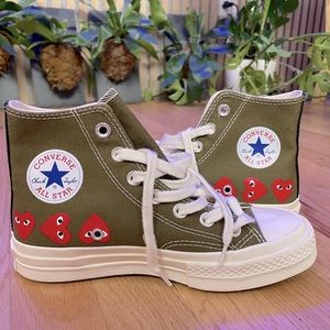 CdG PLAY x Converse All Star Chuck Hi - Olive - NIB! M3/W5